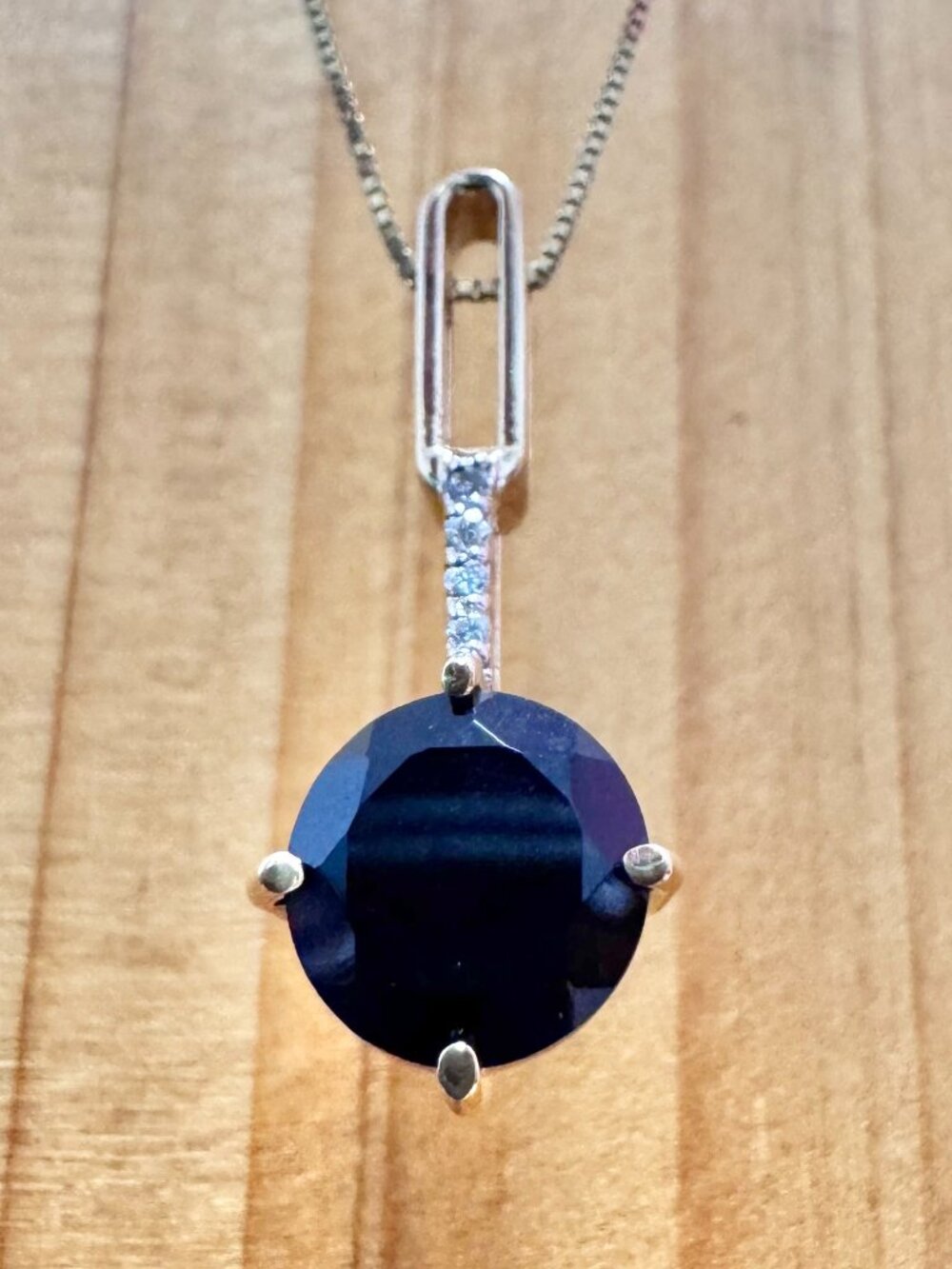 10K Yellow Gold 18" Necklace Black Stone & Diamonds